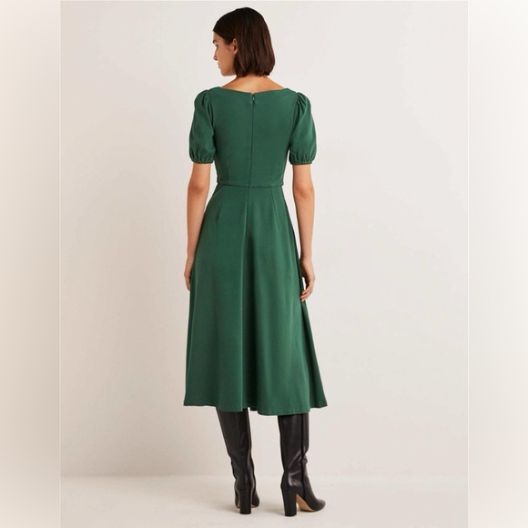 Boden Short Sleeve Green Jersey Midi Dress, US 2 - Picture 4 of 5